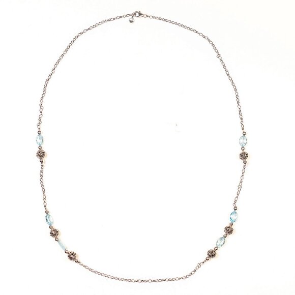 Carolyn Pollack Jewelry - Carolyn Pollack Blue Topaz and Sterling Silver Necklace     (CP 36)
